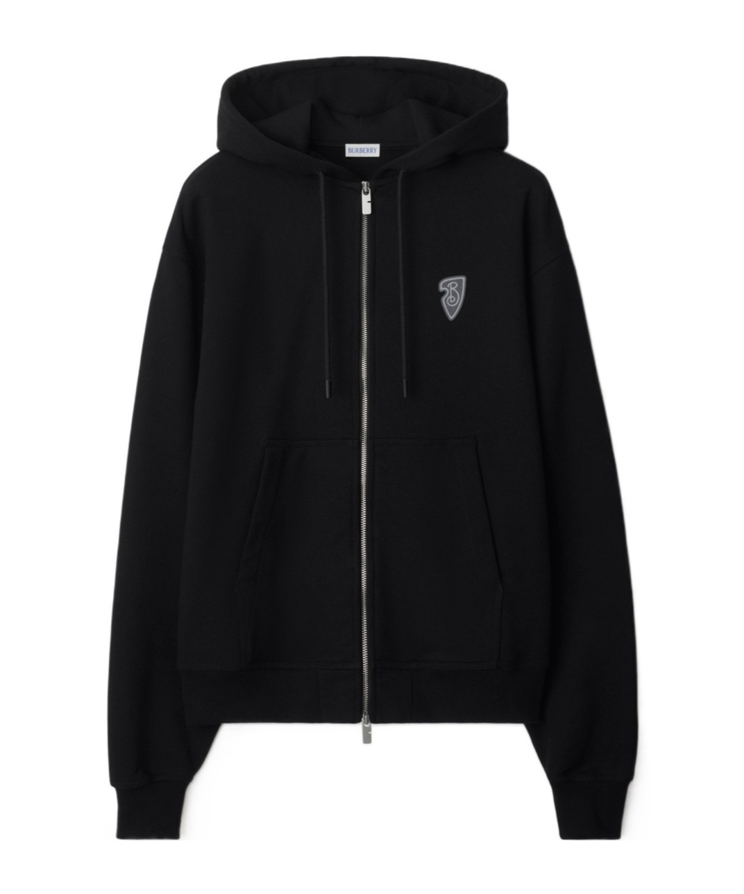 Burberry Thistle Logo Cotton Blend Zip Hoodie In Black