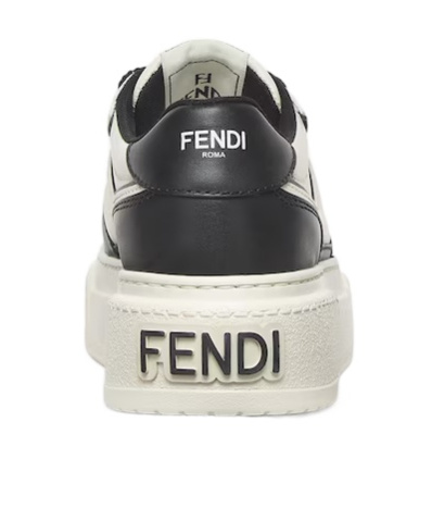 Fendi Black Leather Platform Low-tops In White