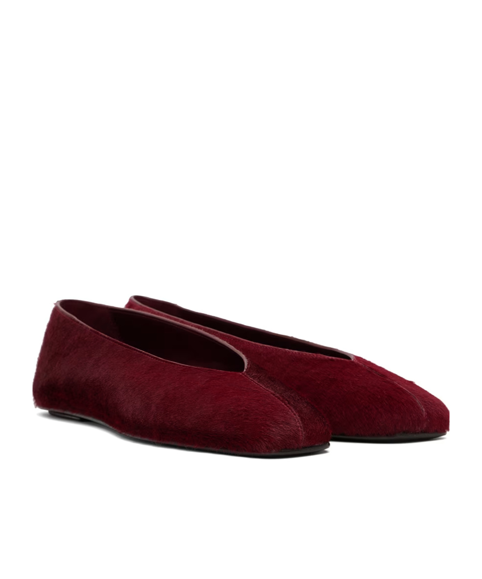 The Row Burgundy Eva Two Ballerina Flats In Brown