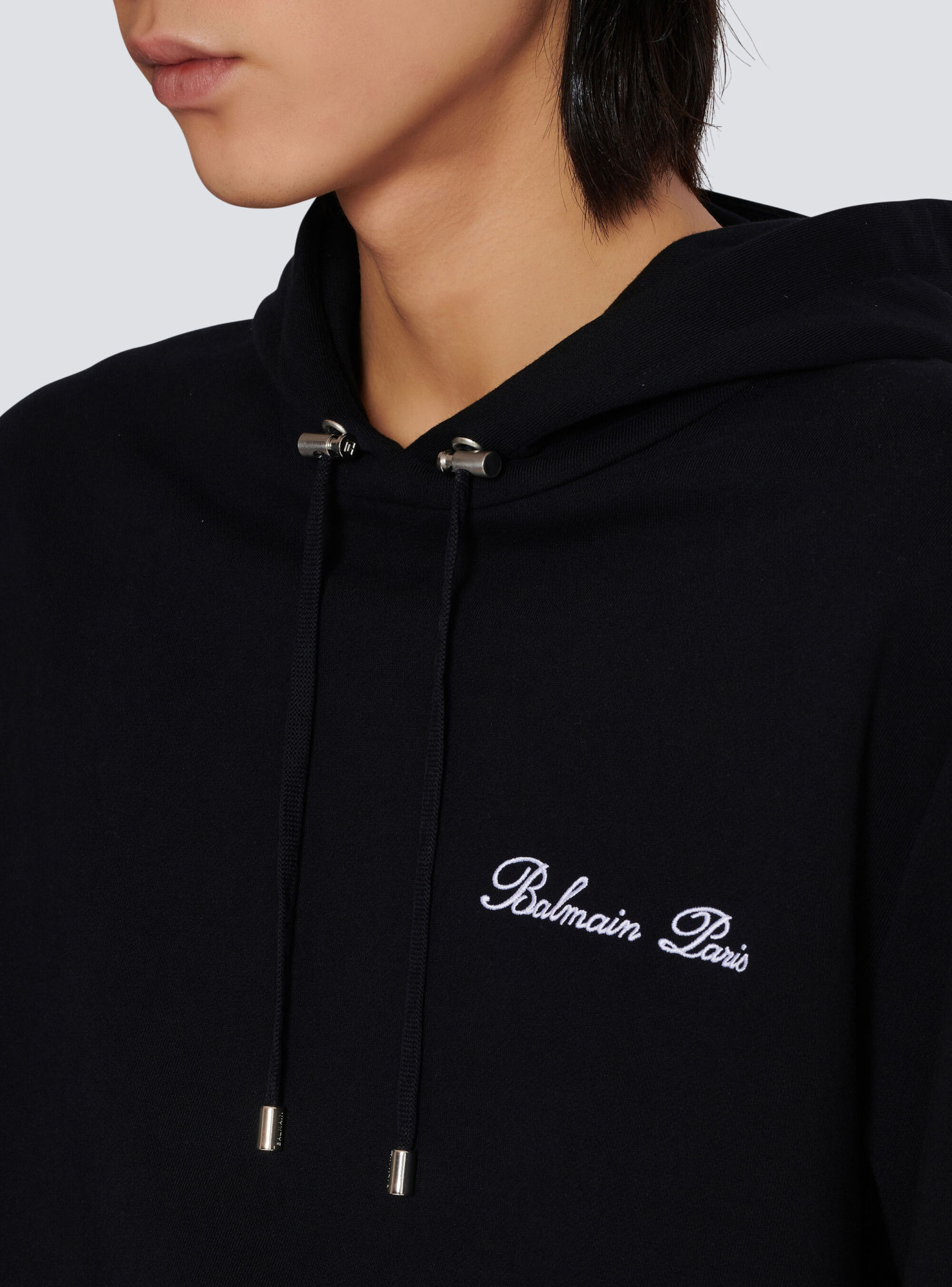 Balmain Signature Hooded Sweatshirt In Black