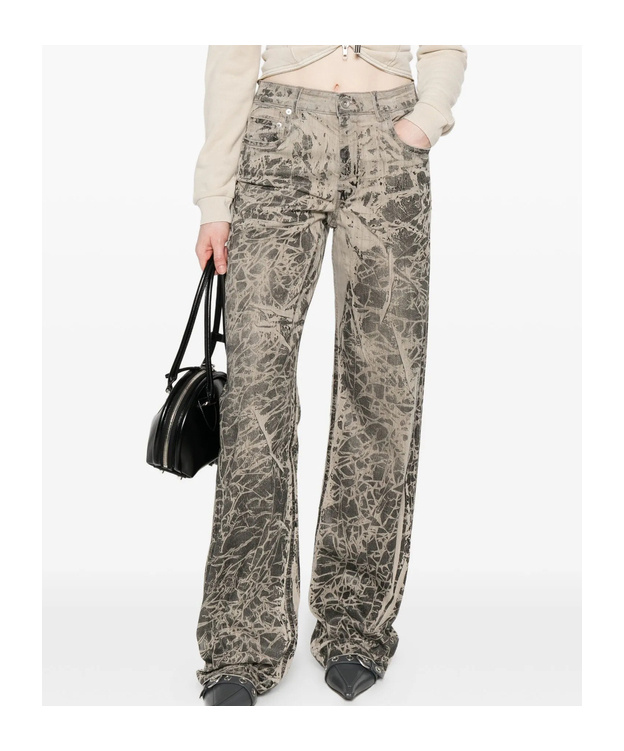 Rick Owens Drkshdw Crackle-print Jeans In Brown
