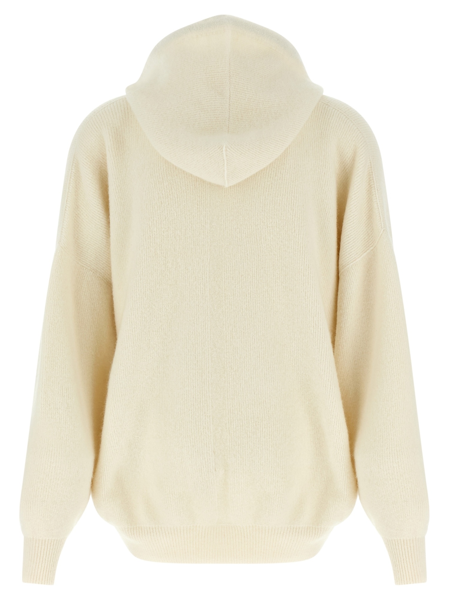 Rick Owens Hooded Sweater With Drawstring And Pocket In White