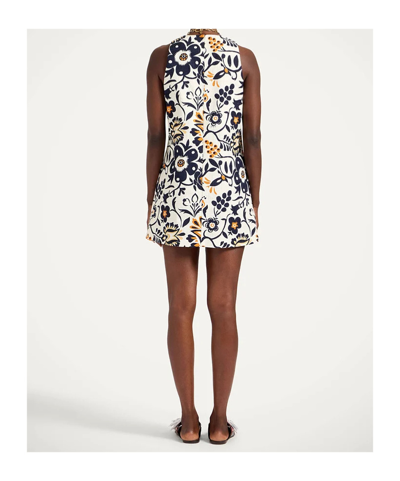 La Doublej Racer Floral-print Mini Dress In Multi