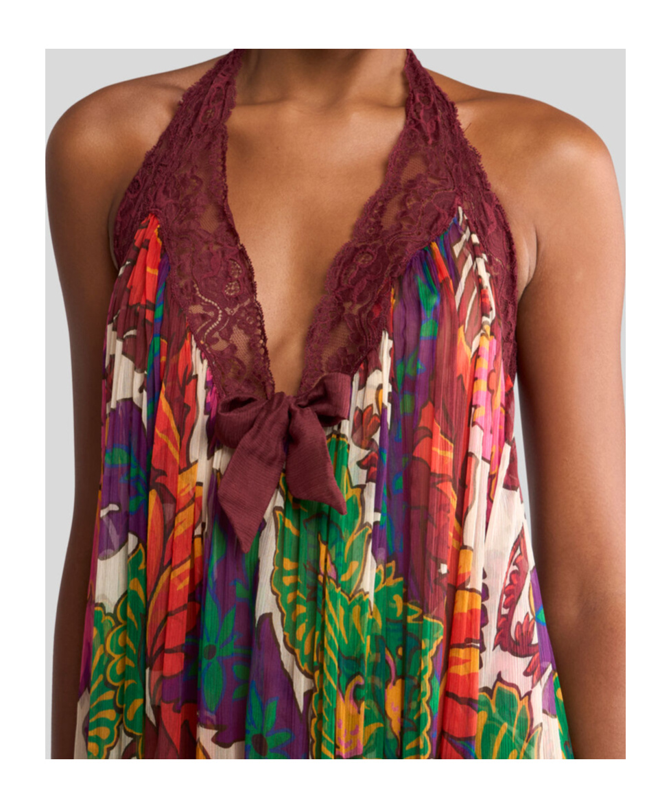Etro Multicoloured Boho Dress With Open Back And Flounce In Multicoloured