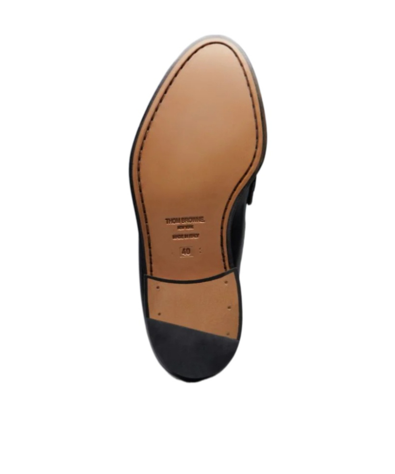 Thom Browne Rwb-tab Leather Penny Loafers In Black