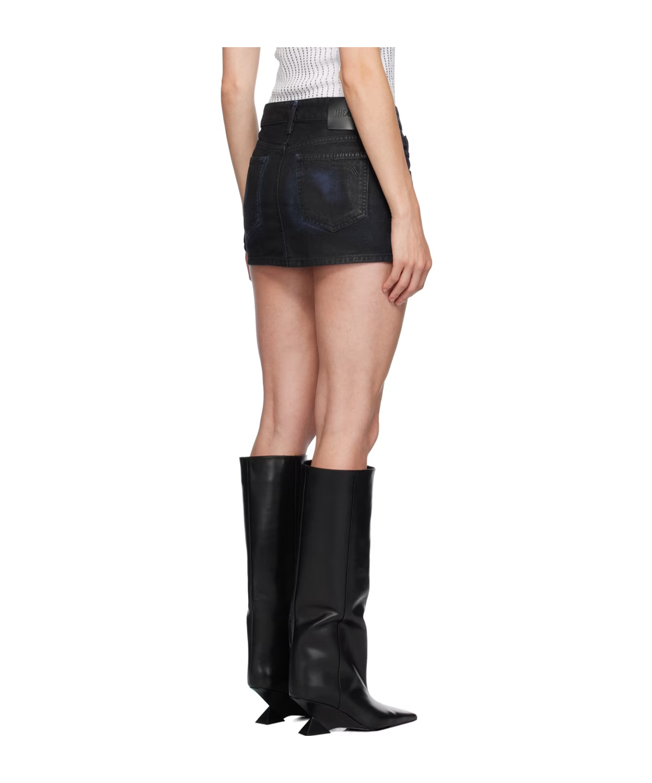 Attico Ssense Exclusive Navy & Black Fay Denim Miniskirt In Black