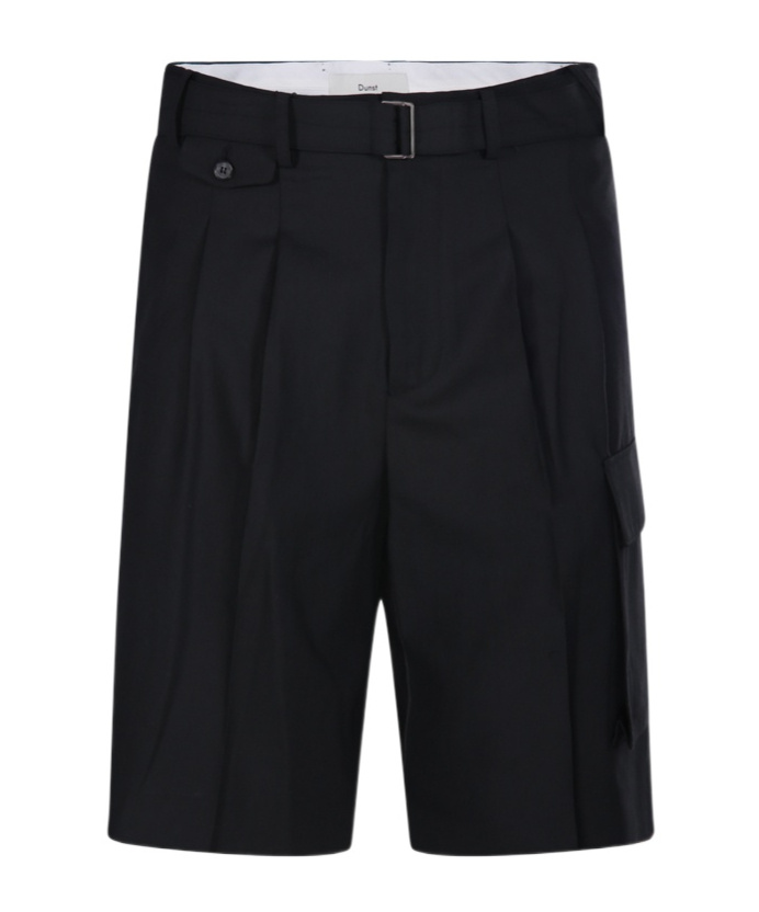 Dunst Belted Multipocket Bermuda Shorts In Black
