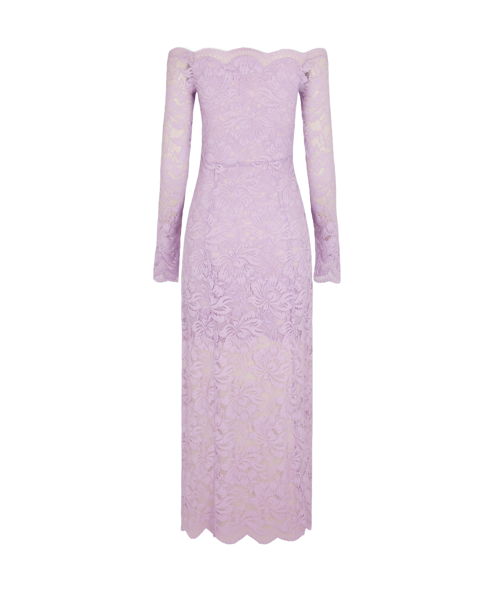 Rabanne Womens French Lavander Off-shoulder Long-sleeves Lace Midi Dress In Purple