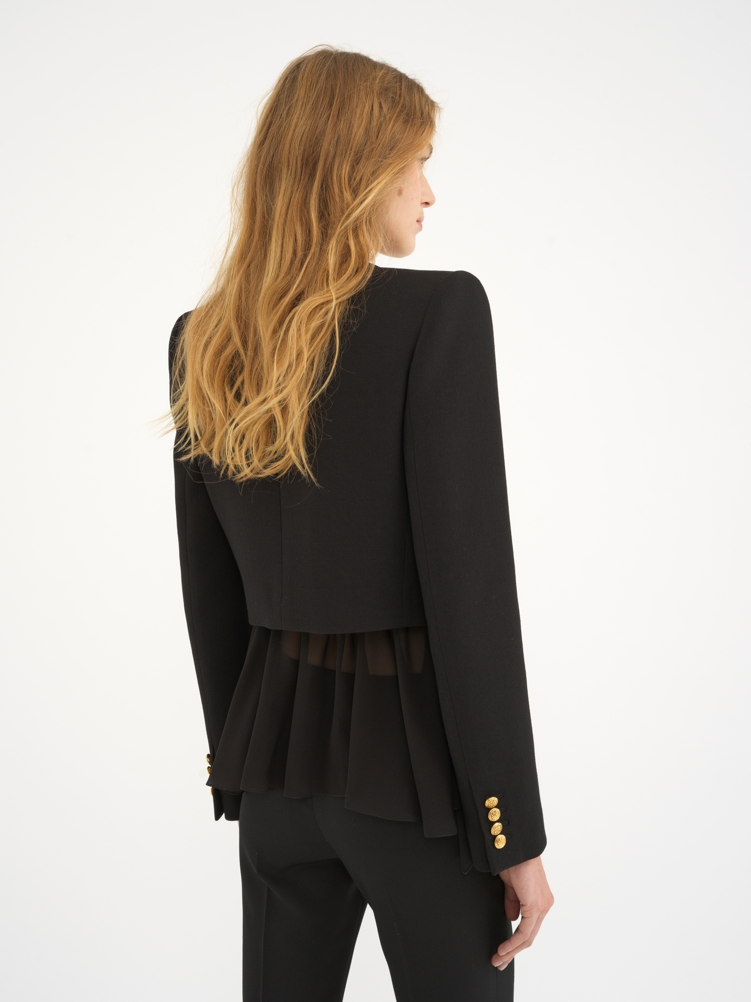 Chloé Shrunken Wool Crepe Cropped Blazer In Black