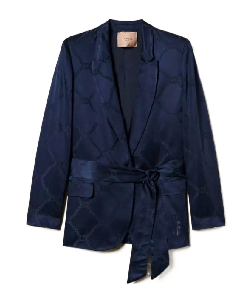 Shop Twinset Logo-jacquard Blazer In Black