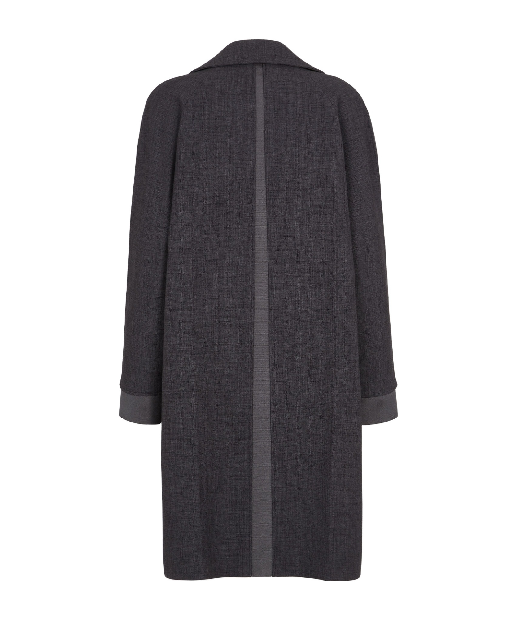 Fendi Dark Grey Cotton Blend Overcoat In Black
