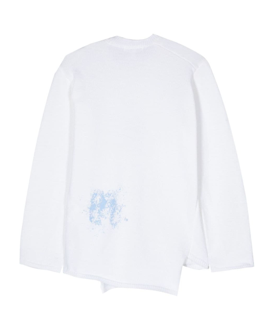 Comme Des Garçons Asymmetric Print Knit Blouse In White And Multicolour For Men In White