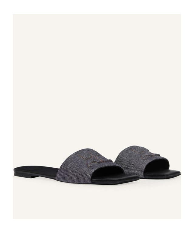 Courrèges Leather Square Toe Flat Sandals