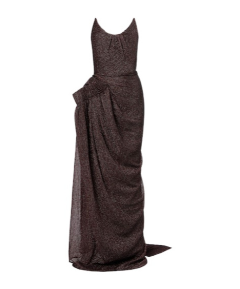 Maticevski Lexicon Draped Gathered Lame Gown In Burgundy