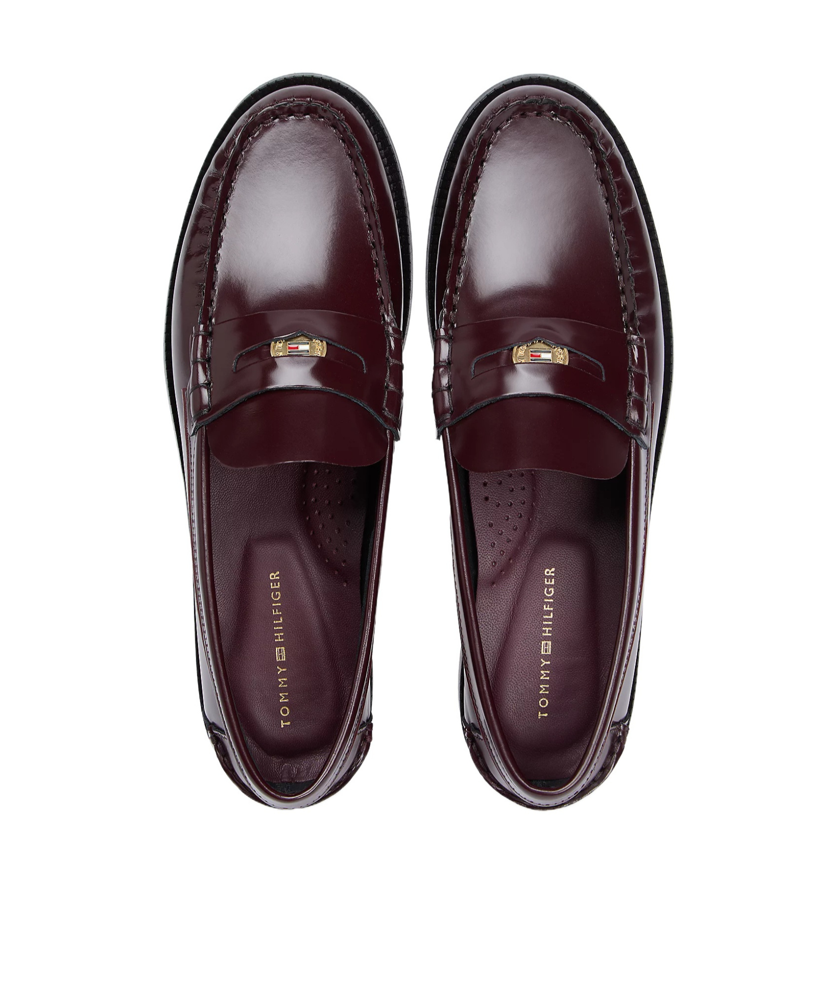 Tommy Hilfiger Patent Leather Cushioned Loafers In Brown