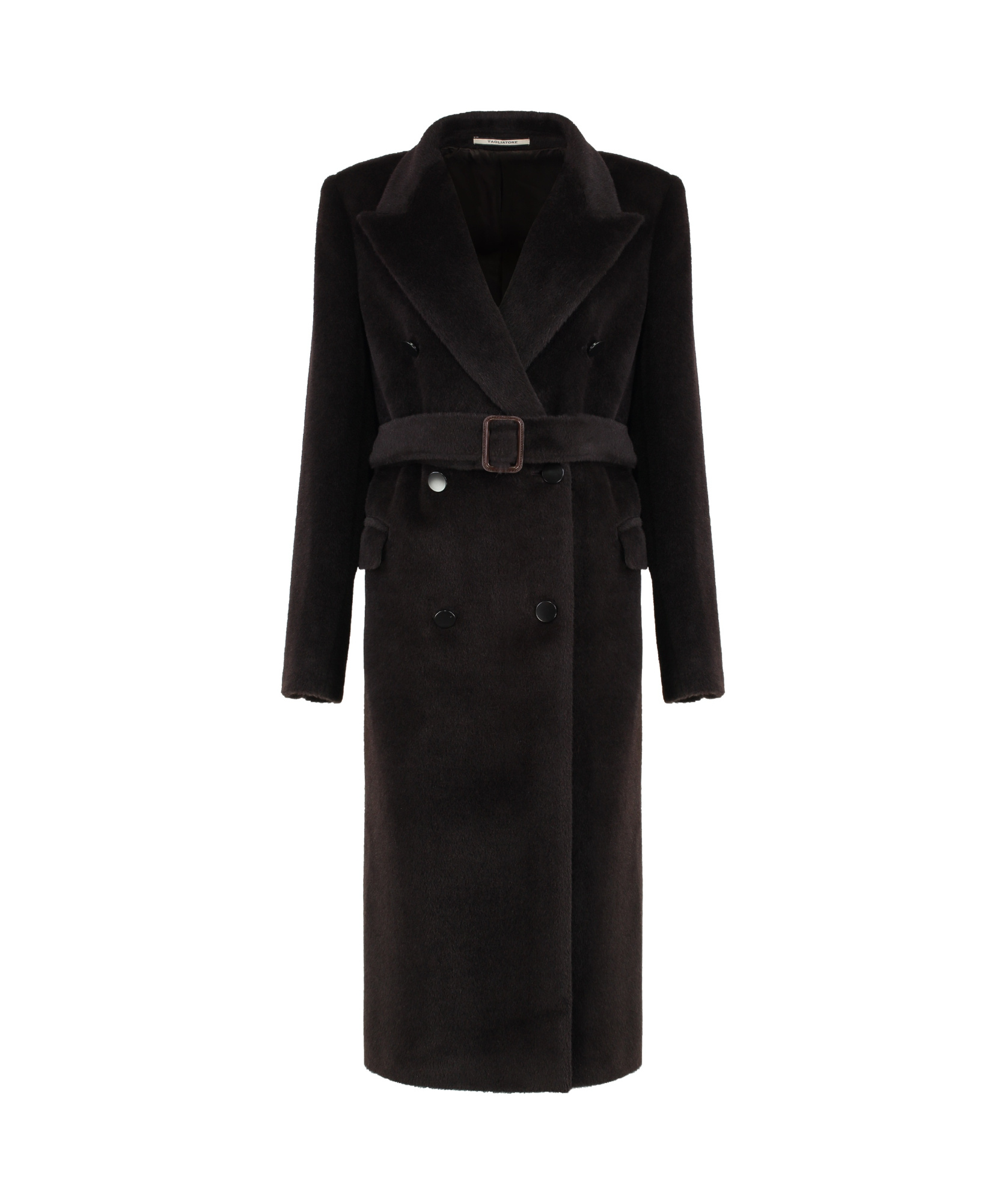 Tagliatore Double Breasted Faux Fur Coat In Black
