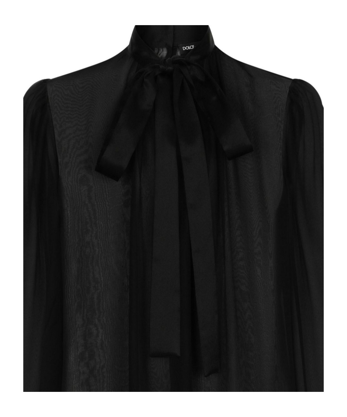 Dolce & Gabbana Casual Silk Crepe Bishop Sleeves Halterneck Top In Black