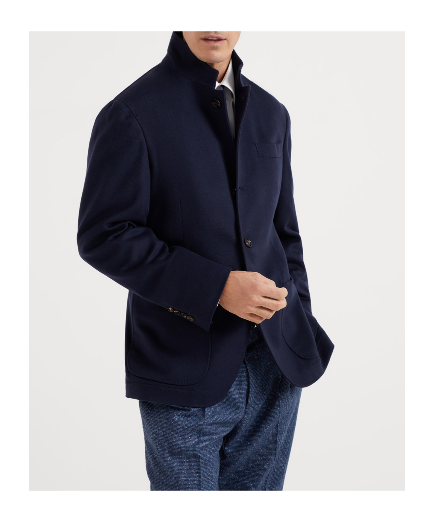 Brunello Cucinelli Notched-lapels Cashmere-wool Blazer In Blue