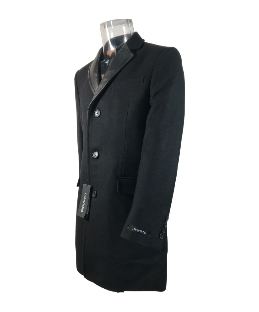 Karl Lagerfeld Lapel Long-sleeved Coat In Black