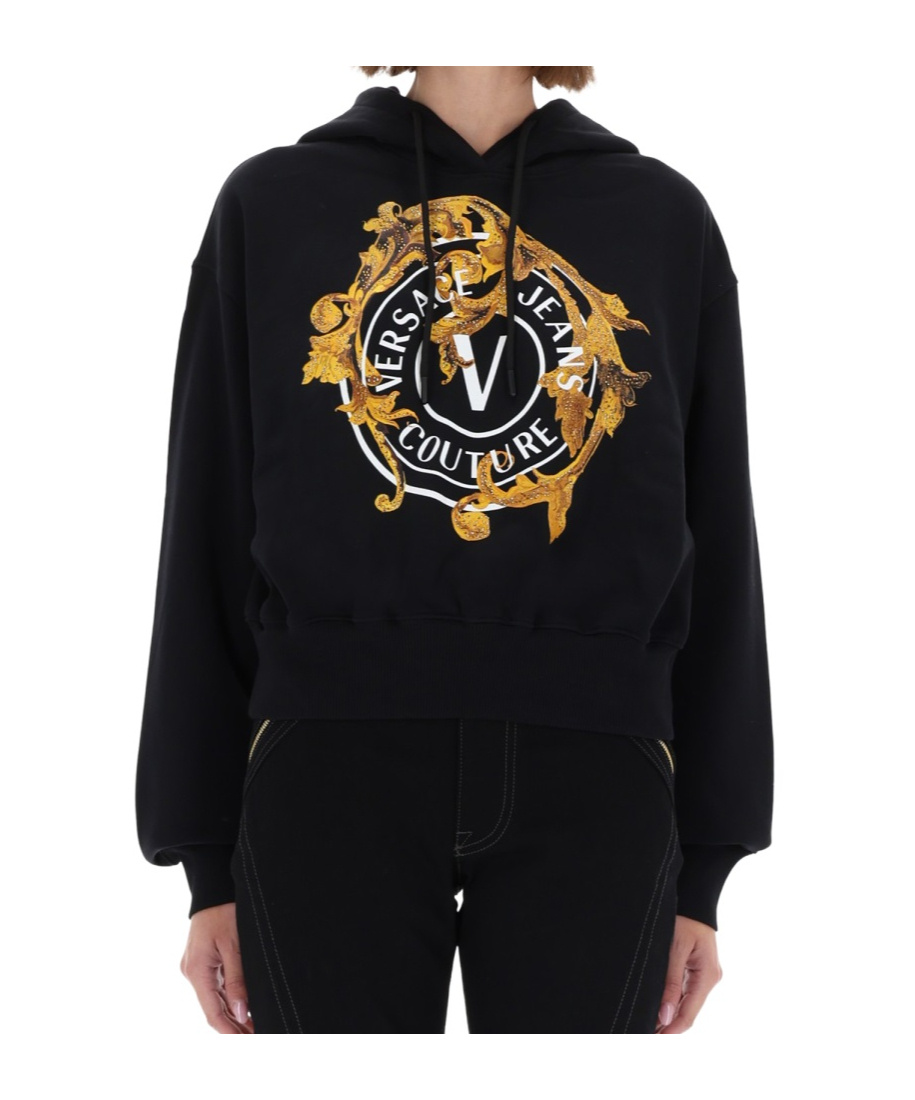 Versace Jeans Long-sleeved Sweatshirt In Black