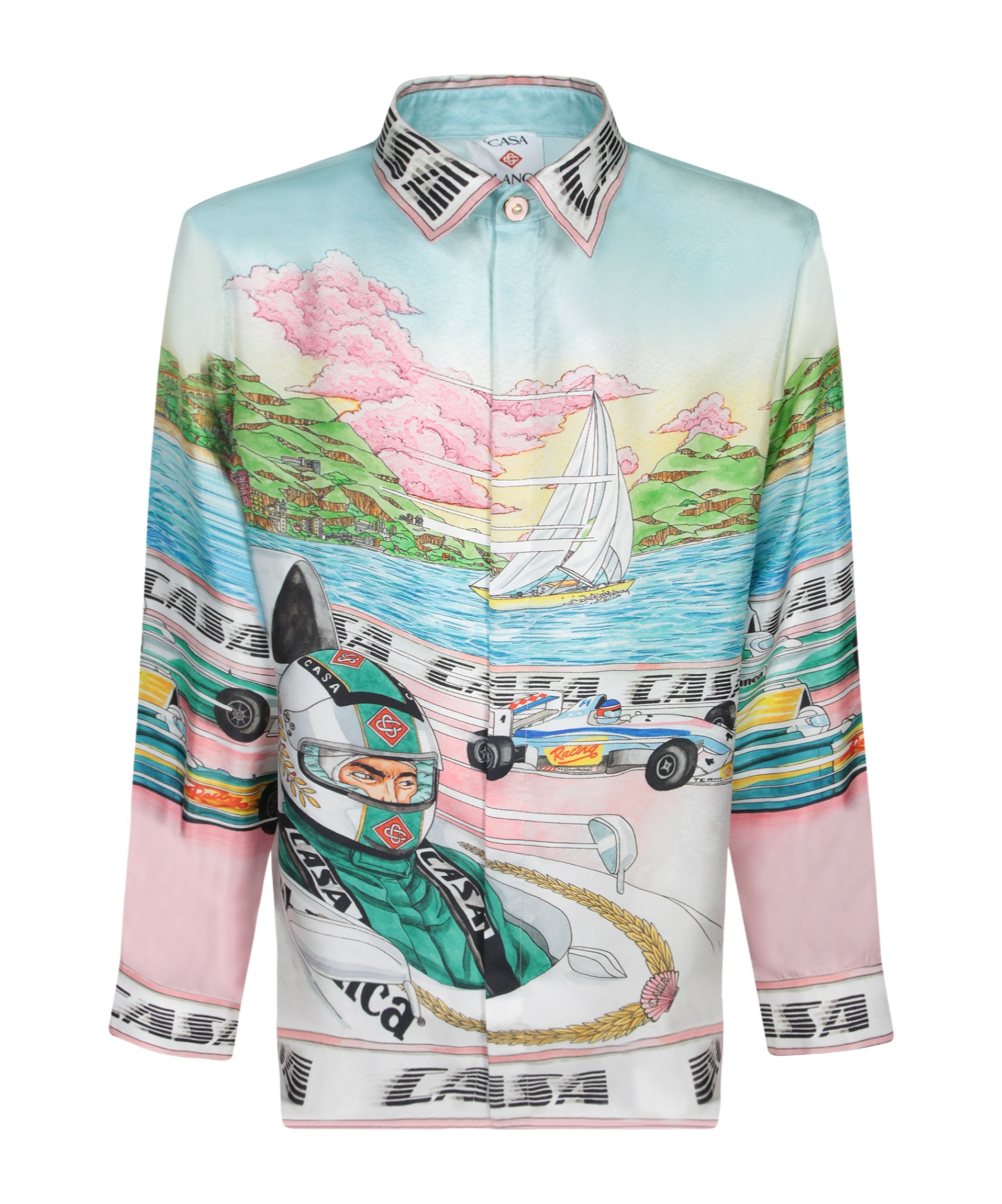Casablanca Mens The Art Of Racing Classic Long-sleeve Silk Shirt In Multi