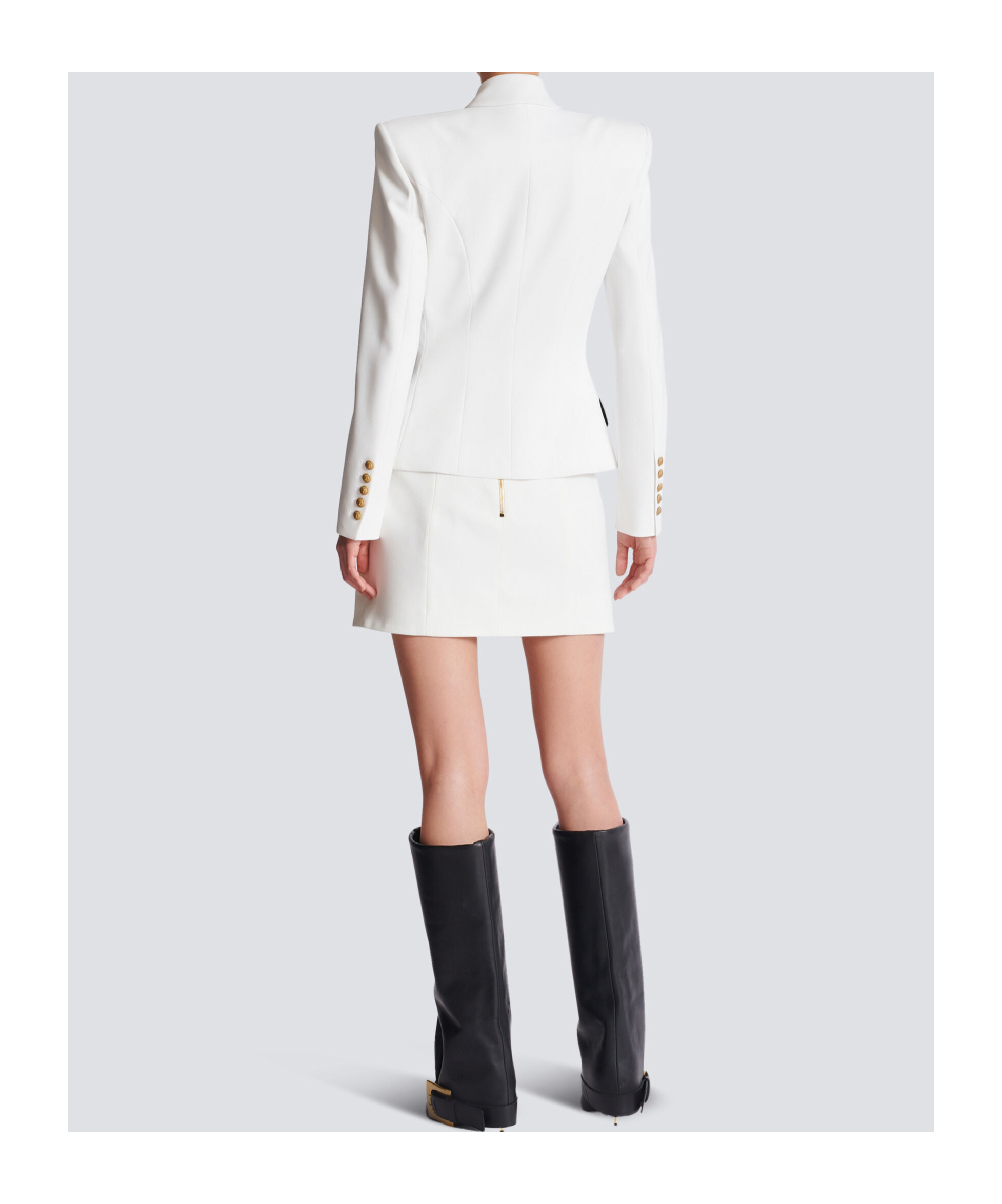 Balmain 6-button Two-tone Jacket In White