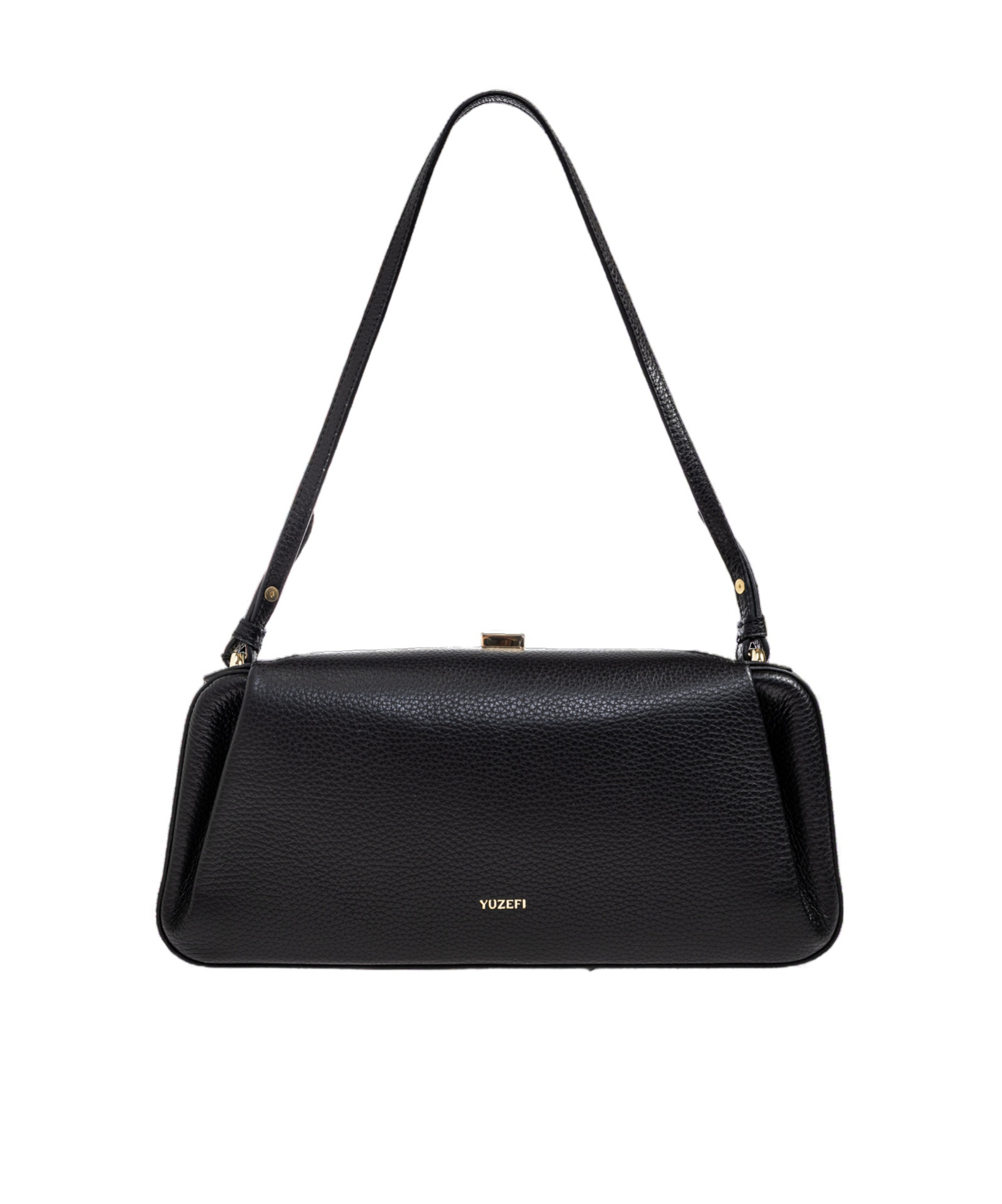 Yuzefi Oyster Pebbled Leather Shoulder Bag In Black