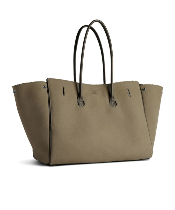 Balenciaga Carry All Bel Air Media Bag In Khaki Canvas Women In Khaki