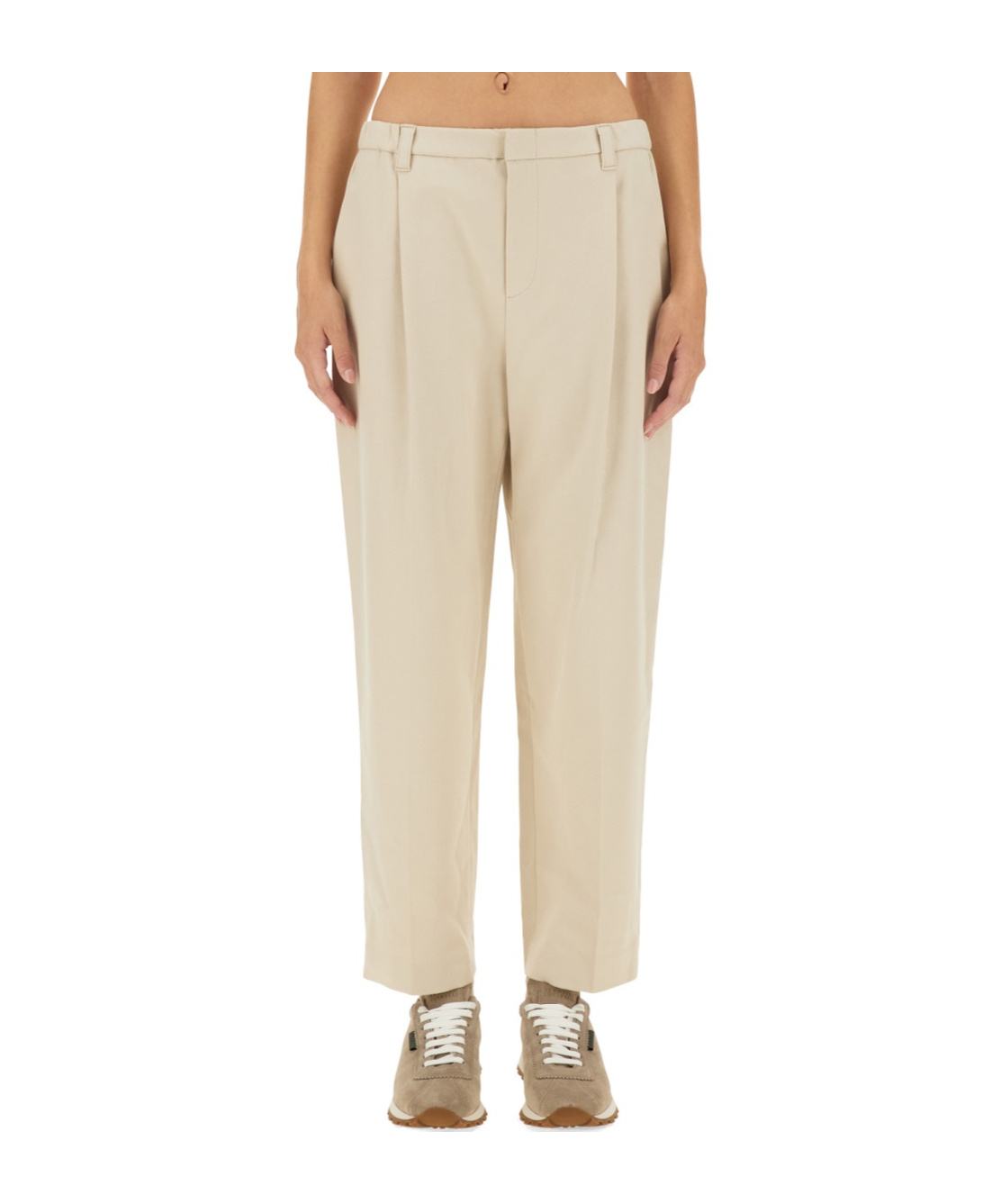 Brunello Cucinelli Cropped Fit Pants In Nude