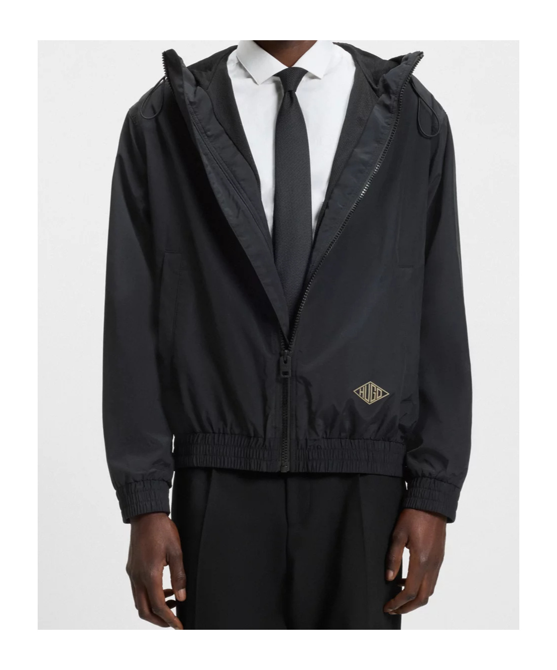 Hugo Boss Mens Hugo Logo-print Regular-fit Windbreaker Jacket