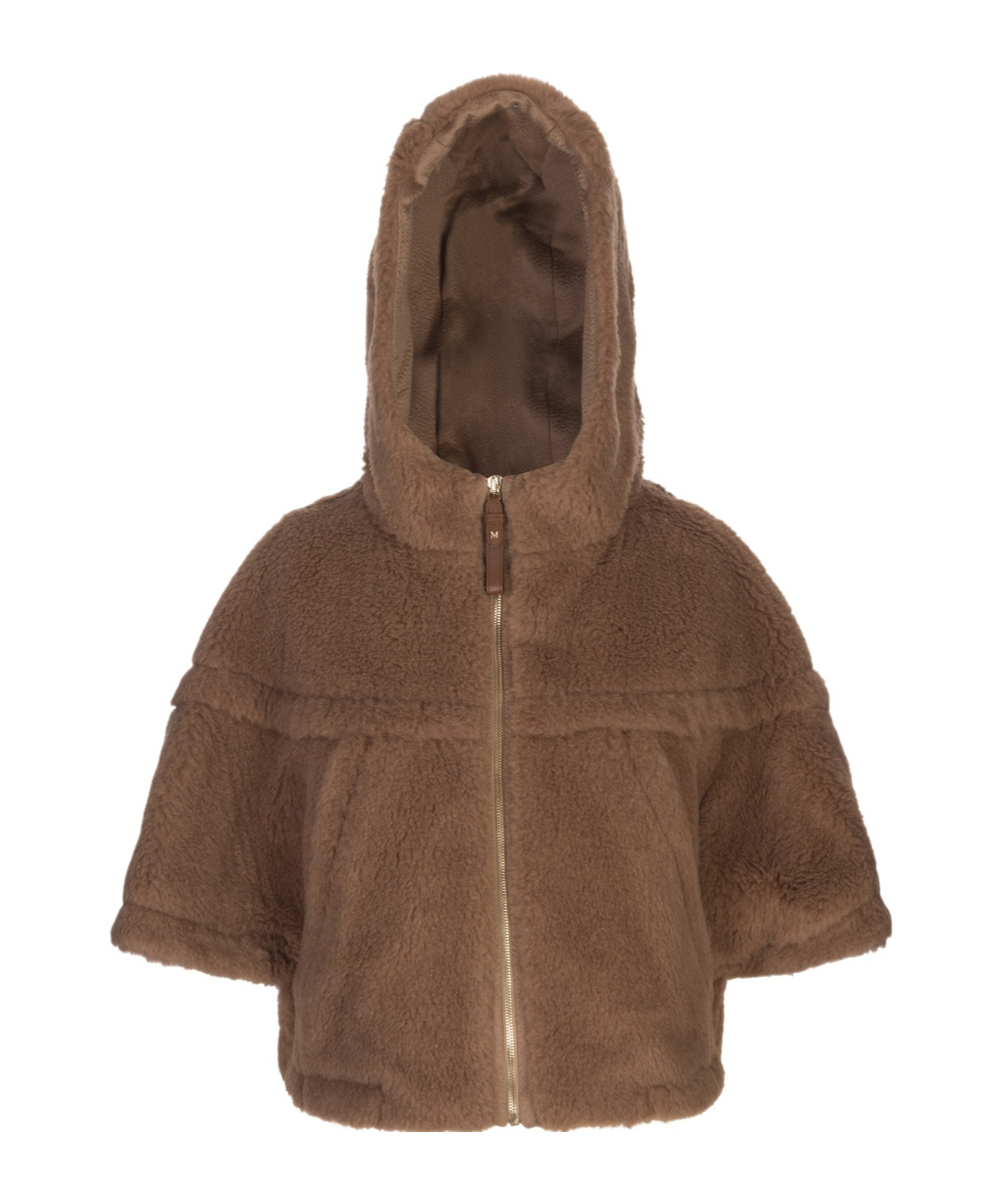 Max Mara Zip-up Half-sleeved Poncho In Brown