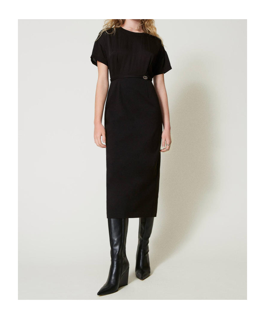 Twinset Oval T-shaped Waist Mid-length Dress In Black