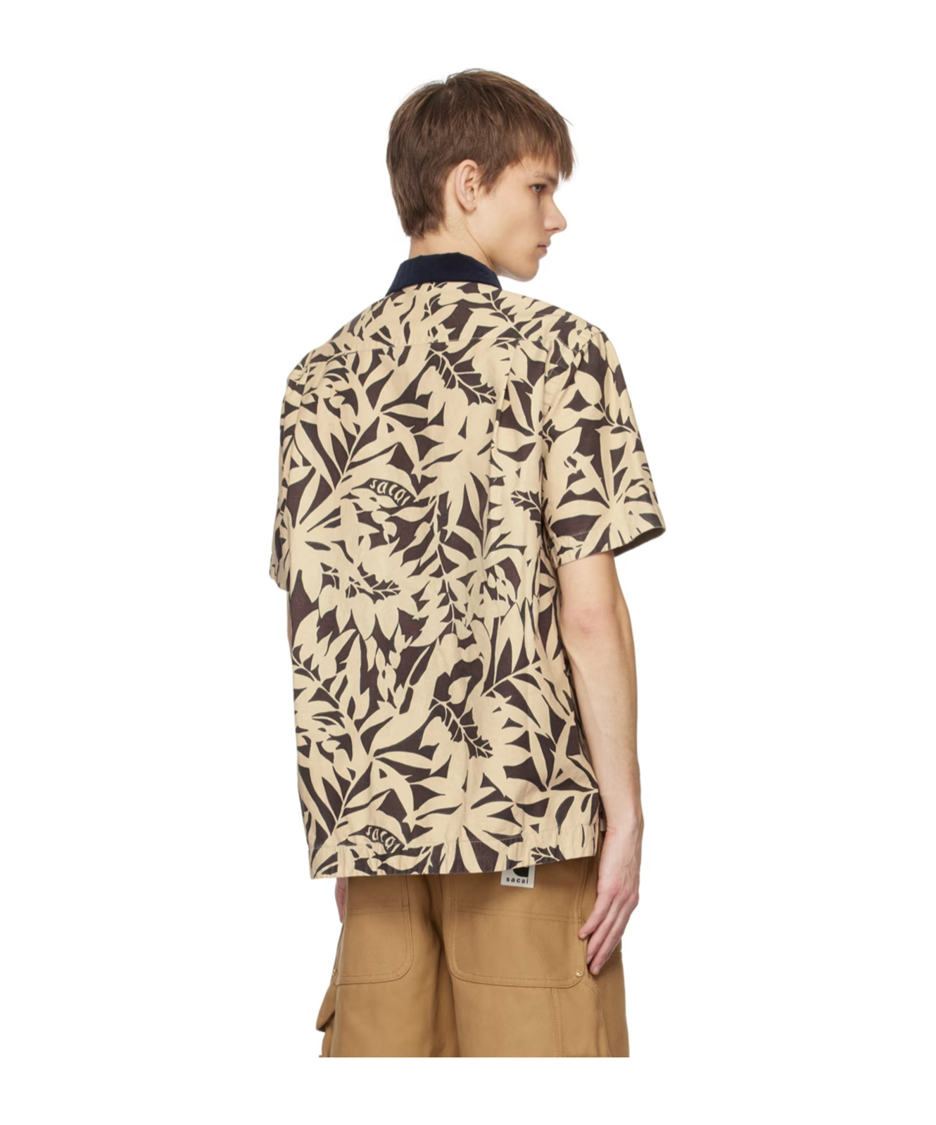 Sacai Leaf Printed Shirt In Brown