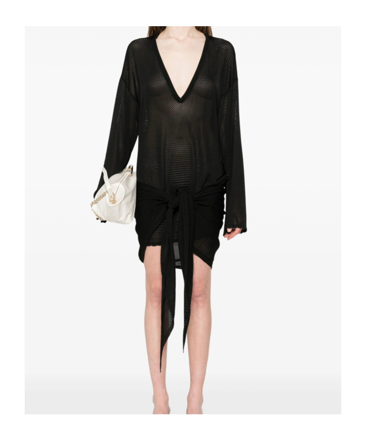 Attico Black Mini Abito Cover-up In Black