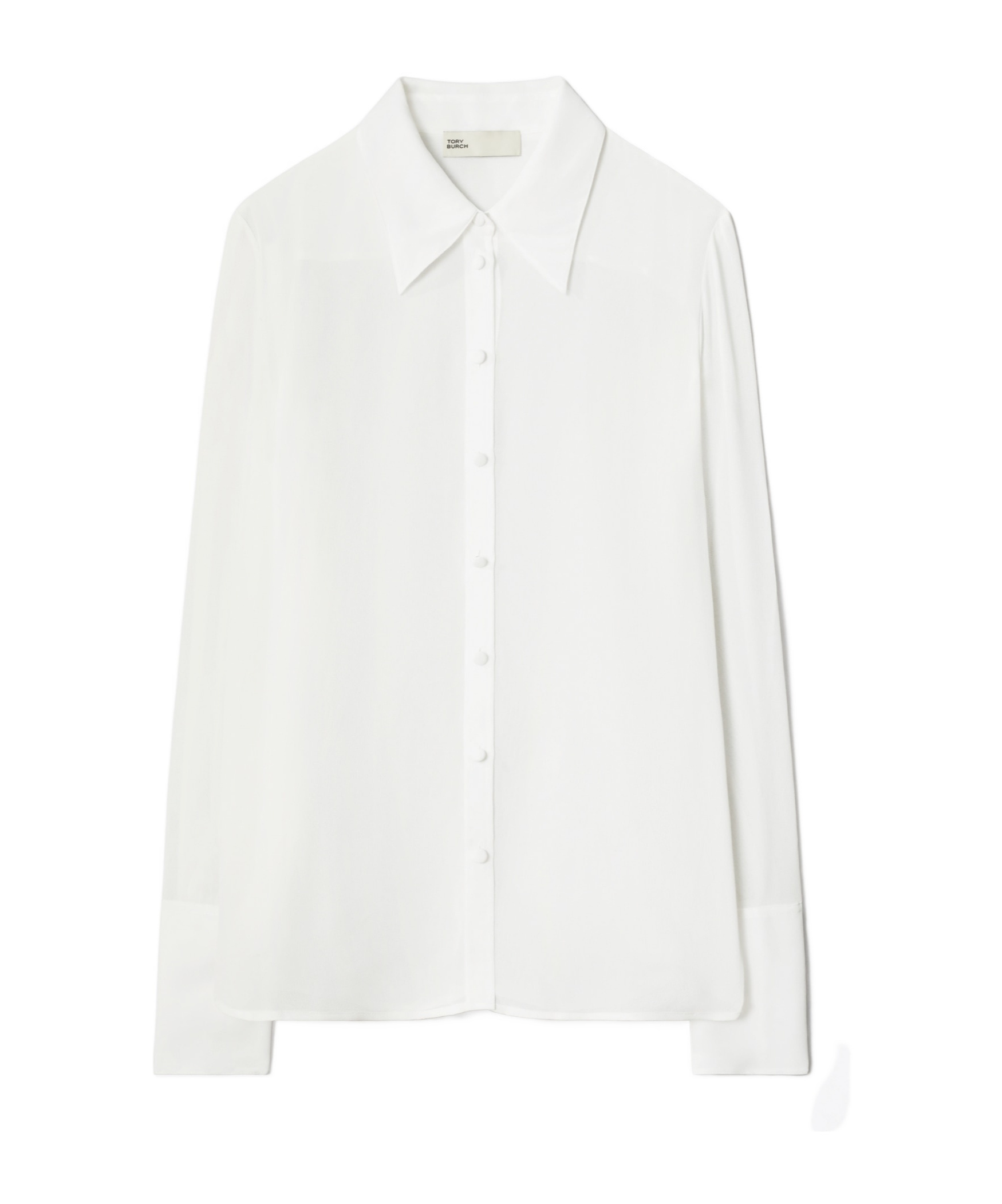 Tory Burch Semi-sheer Crepe-georgette Shirt In White