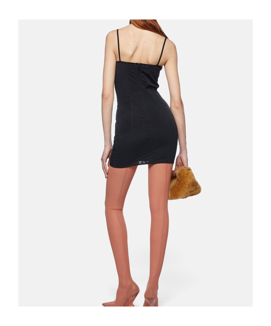 Attico Black Sablè Crystal Hotfix Bustier Minidress In Black