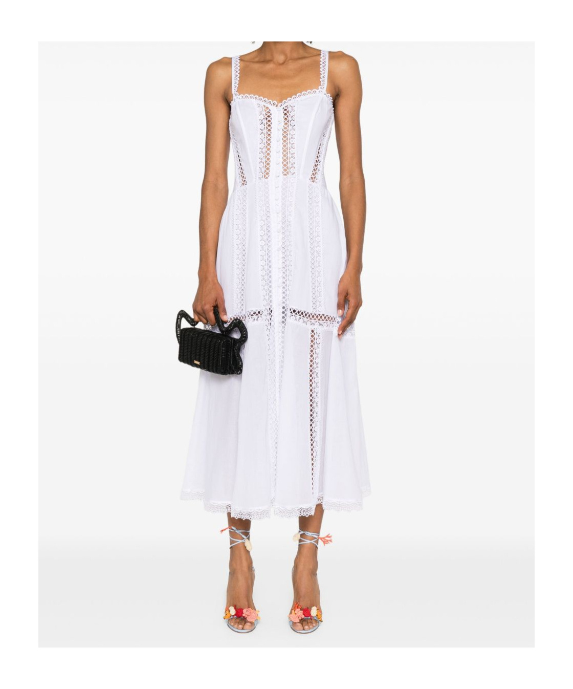 Charo Ruiz Ibiza Dafelle Lace-embellished Cotton-blend Midi Dress