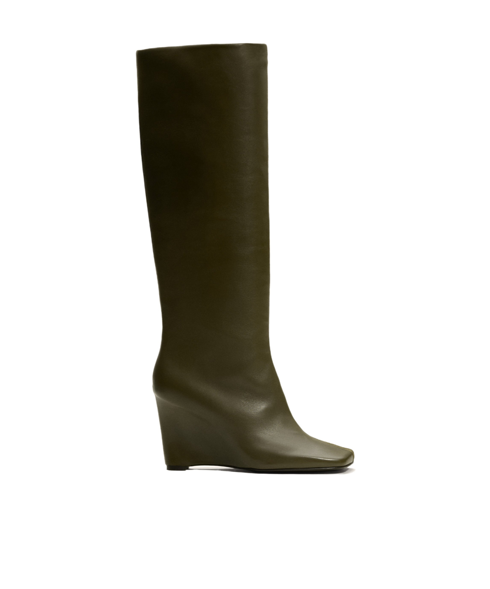Ami Alexandre Mattiussi Green Leather Bicolor Knee High Boots Green In Brown