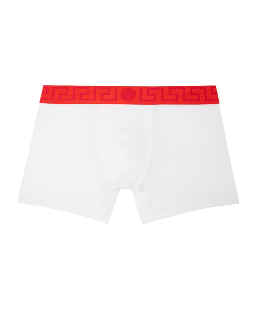 Versace Greca Border Logo-waistband Boxers In White