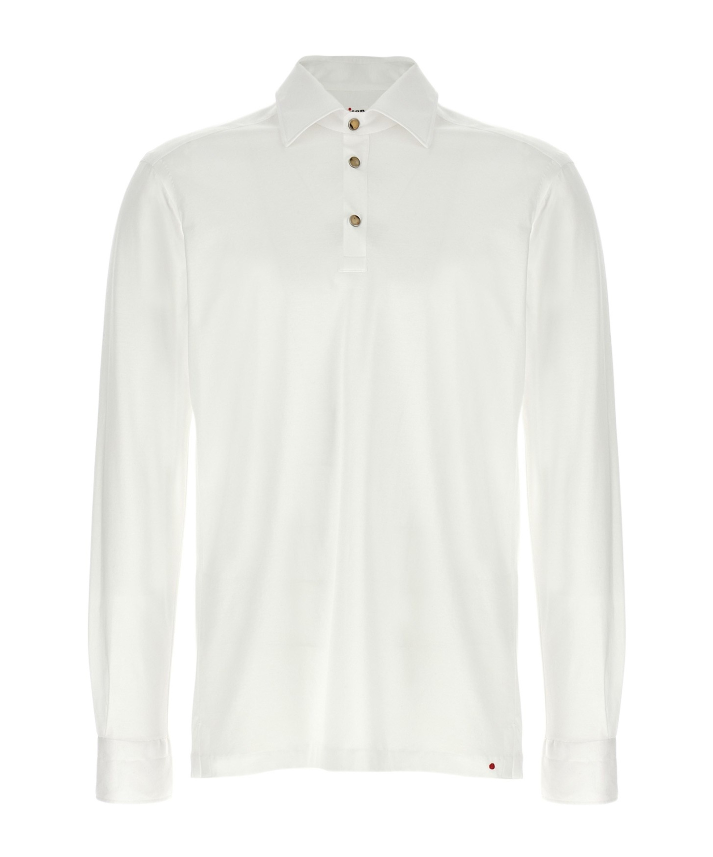 Shop Kiton Long-sleeved Polo Shirt In White