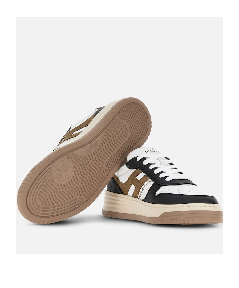 Hogan Smooth Leather And Suede H630 Sneakers Shoes In Multicolor