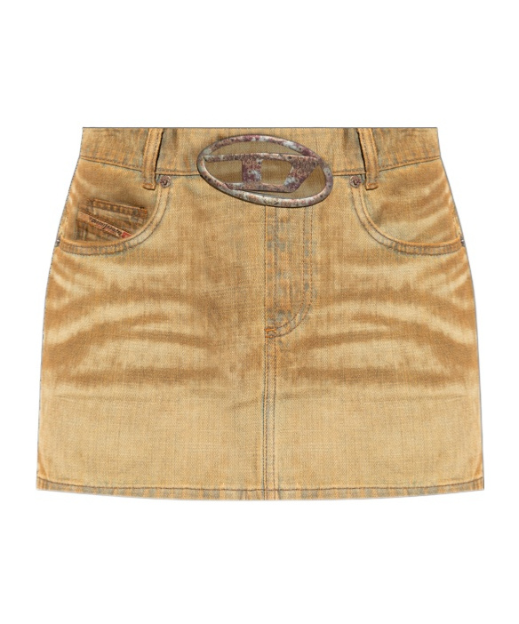 Diesel Denim Skirt With Front Cut-out Detail In Nude