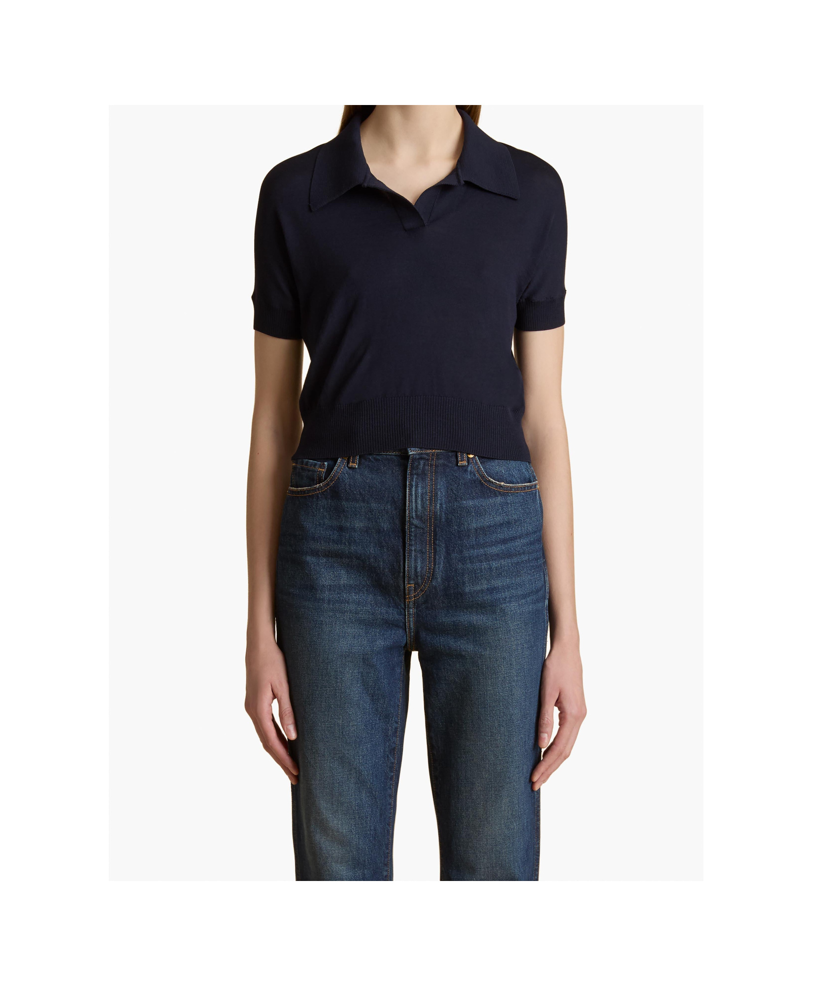 Khaite Morgane Short-sleeved Polo T-shirt In Black