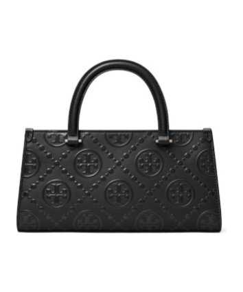 Tory Burch T Monogram Embossed Small Tote Black In Black