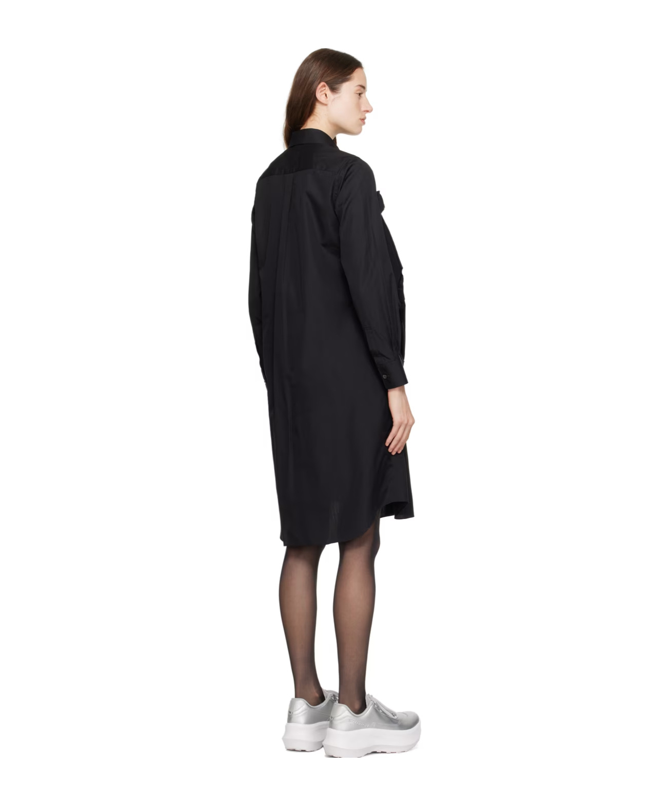 Comme Des Garçons A Medium-length Dress With A Lotus Leaf Edge In Black