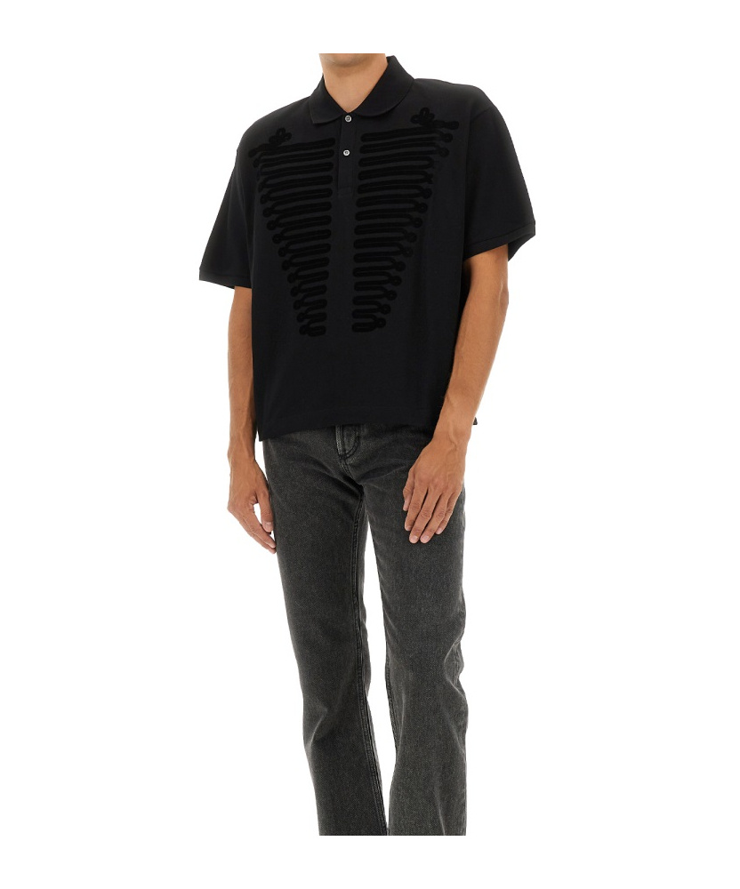 Alexander Mcqueen Polo Shirt "ceremonial Boxy" In Black