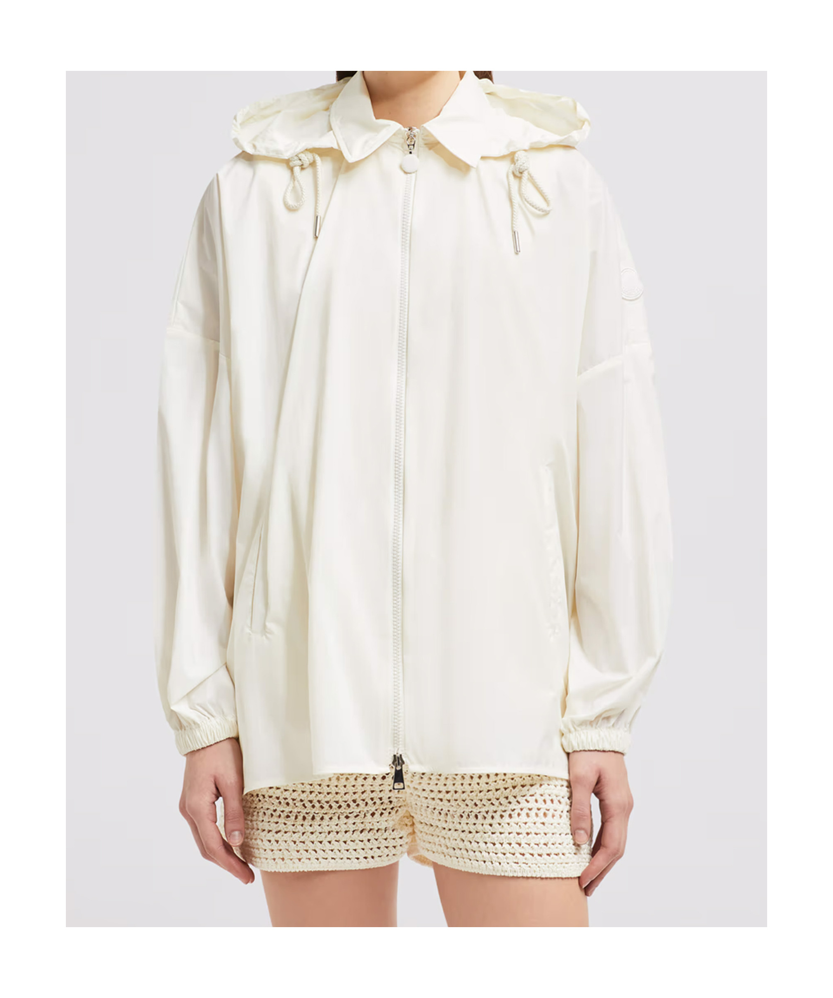Moncler Water-repellent Shirt With Removable Hood In White