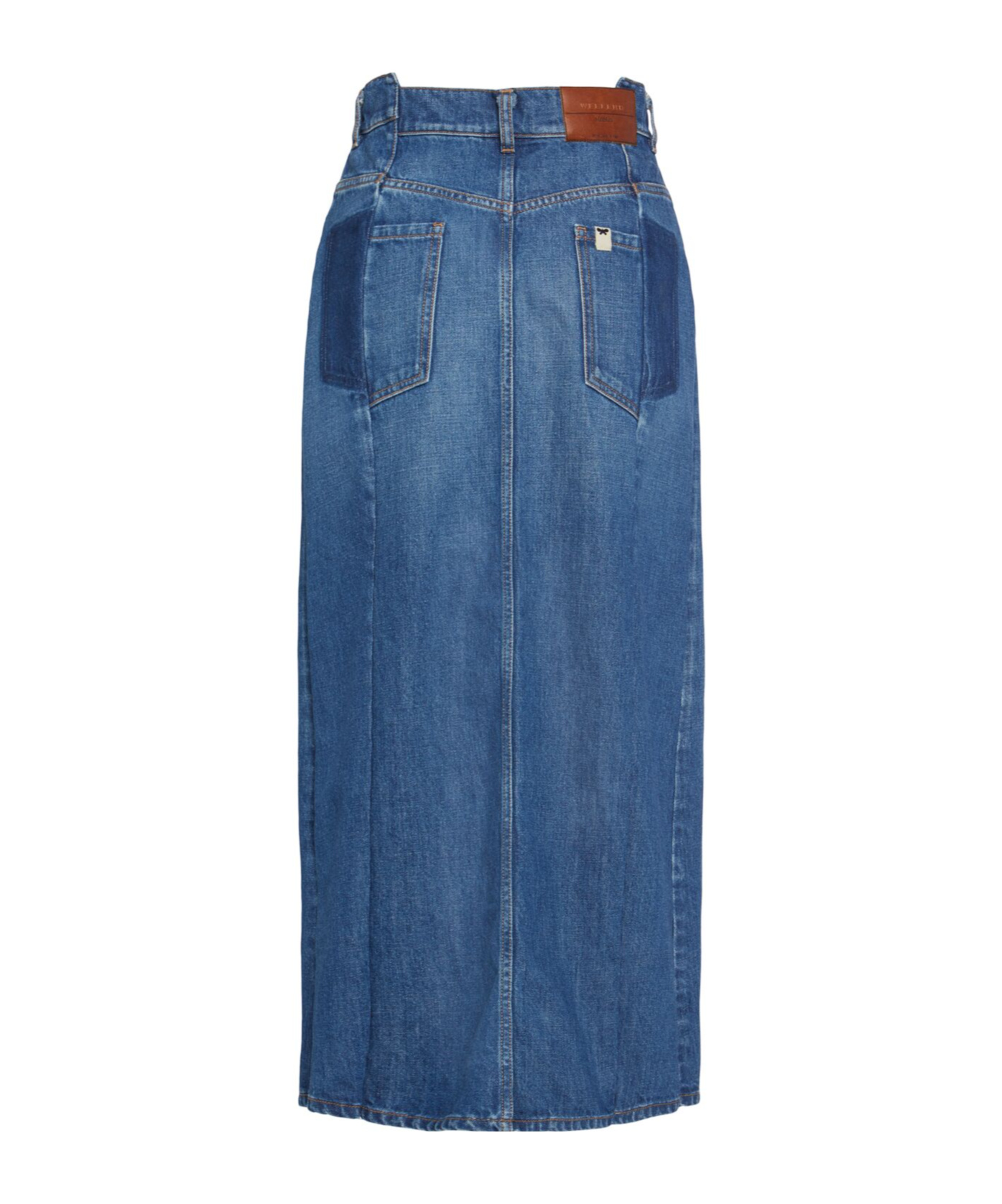 WEEKEND MAX MARA BELT-LOOP DENIM MID-LENGTH SKIRT
