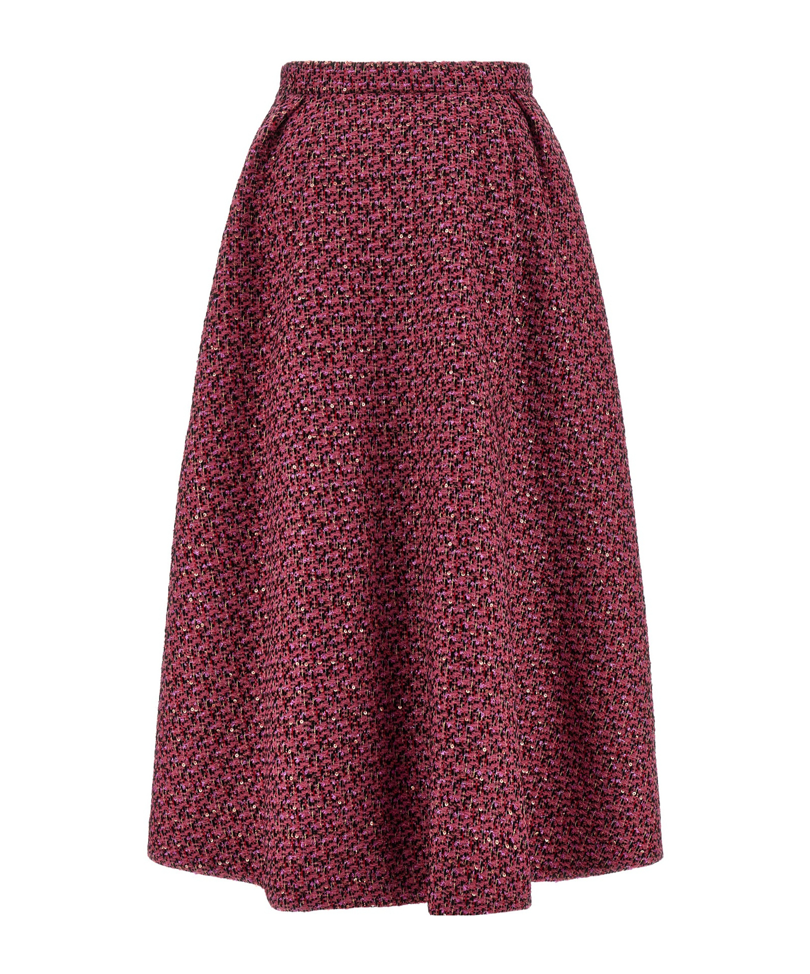 Alessandra Rich Wool-blend Tweed Embellished Midi Skirt In Red