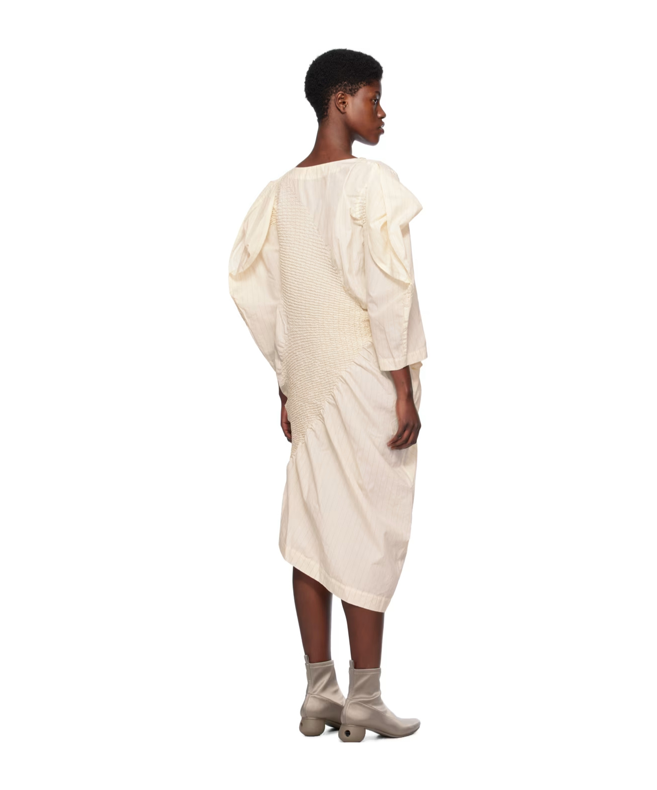Issey Miyake Contract Medium Length Dress In White